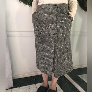 Vintage Grey melange wool pencil skirt
